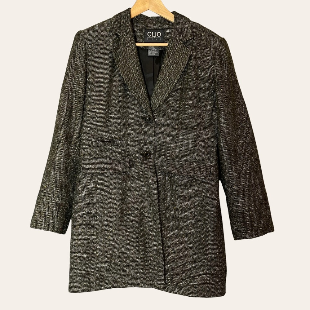 Herringbone Jacket Women's Coat Sparkly Pockets Size 10